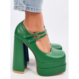 Zapatos de tacón con plataforma de grano Loit Green verde 3