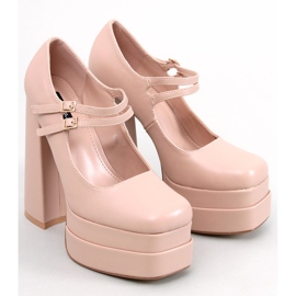 Zapatos de tacón con plataforma de grano Loit Beige 2