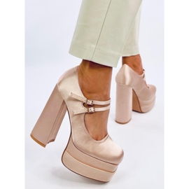 Zapatos de tacón con plataforma de raso beige Prandi 3