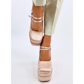 Zapatos de tacón con plataforma de raso beige Prandi 4