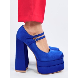 Zapatos de tacón con plataforma de raso azul Prandi 2