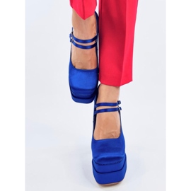 Zapatos de tacón con plataforma de raso azul Prandi 5
