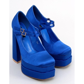 Zapatos de tacón con plataforma de raso azul Prandi 1