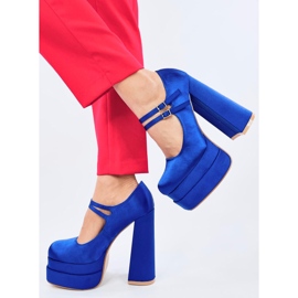 Zapatos de tacón con plataforma de raso azul Prandi 3