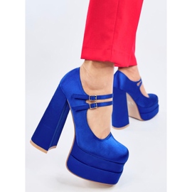 Zapatos de tacón con plataforma de raso azul Prandi 4