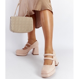 Zapatos de tacón rosa claro con tacón de bloque enorme Cher 2