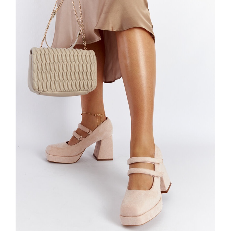 Zapatos de tacón rosa claro con tacón de bloque enorme Cher 2