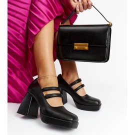 Zapatos de salón Cher negros con tacón en bloque enorme 1 Zapatos de salón Cher negros con tacón en bloque enorme 1