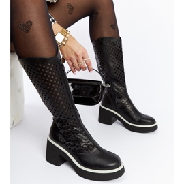 Botas tacón Anahola caladas negras negro 1