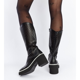 Botas tacón Anahola caladas negras negro 3