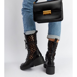 Botas tacón Visalia caladas negras negro 4