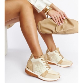 Deportivas cuña Castaño beige 1