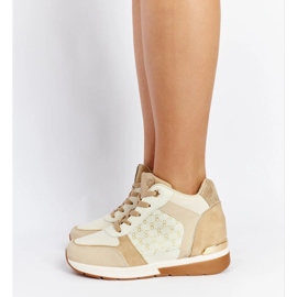 Deportivas cuña Castaño beige 2