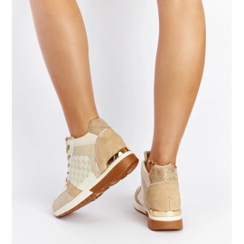Deportivas cuña Castaño beige 3