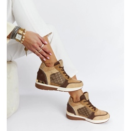 Zapatillas cuña marrón castaño 2