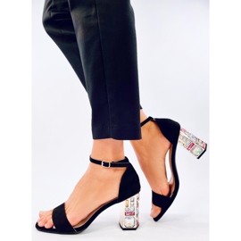 Whitneys Sandalias de tacón negras con piedras negro 1