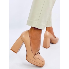 Mocasines Entee nude de tacón alto beige 4