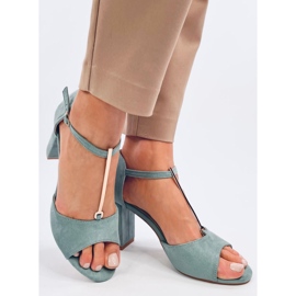 Sandalias de tacón Ferdi Green con decoración dorada verde 3