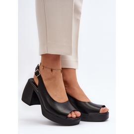 Zazoo 40376 Sandalias de piel con tacón alto grueso, negro 3