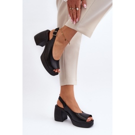 Zazoo 40376 Sandalias de piel con tacón alto grueso, negro 4