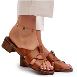 Zazoo 40236 Zapatillas Mujer de Piel con Tacón Bajo Marrón 10