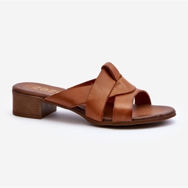 Zazoo 40236 Zapatillas Mujer de Piel con Tacón Bajo Marrón 2