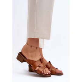 Zazoo 40236 Zapatillas Mujer de Piel con Tacón Bajo Marrón 3