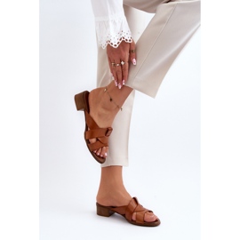 Zazoo 40236 Zapatillas Mujer de Piel con Tacón Bajo Marrón 4