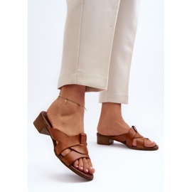 Zazoo 40236 Zapatillas Mujer de Piel con Tacón Bajo Marrón 5