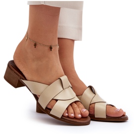 Zazoo 40236 Zapatillas Mujer de Piel con Tacón Bajo, Beige 10