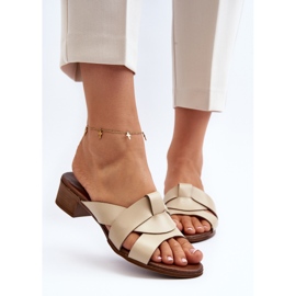 Zazoo 40236 Zapatillas Mujer de Piel con Tacón Bajo, Beige 5