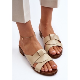Zazoo 40236 Zapatillas Mujer de Piel con Tacón Bajo, Beige 6