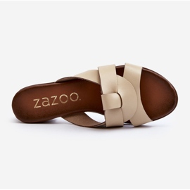 Zazoo 40236 Zapatillas Mujer de Piel con Tacón Bajo, Beige 7