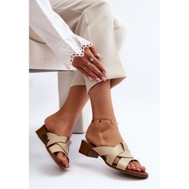 Zazoo 40236 Zapatillas Mujer de Piel con Tacón Bajo, Beige 9