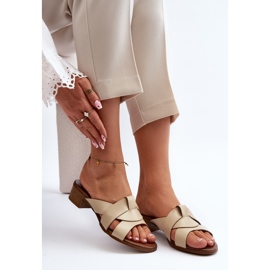Zazoo 40236 Zapatillas Mujer de Piel con Tacón Bajo, Beige 1