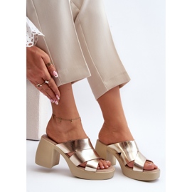 Zazoo 40373 Chanclas de Piel con Bloque, Dorado 2