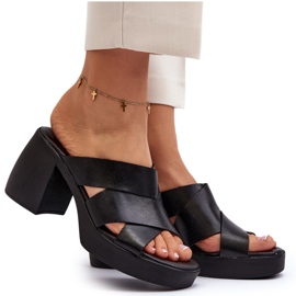Zazoo 40373 Chanclas de Piel con Bloque, Negro 12