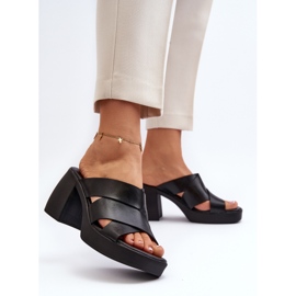 Zazoo 40373 Chanclas de Piel con Bloque, Negro 7