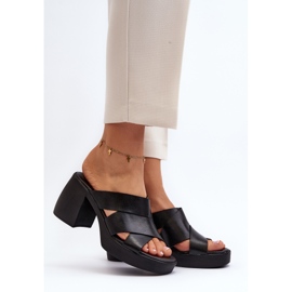 Zazoo 40373 Chanclas de Piel con Bloque, Negro 5