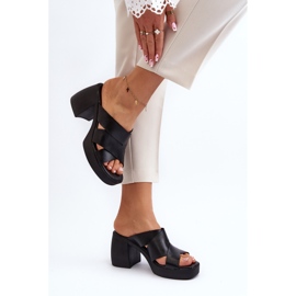 Zazoo 40373 Chanclas de Piel con Bloque, Negro 6