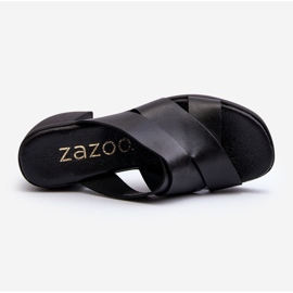 Zazoo 40373 Chanclas de Piel con Bloque, Negro 9