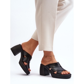 Zazoo 40373 Chanclas de Piel con Bloque, Negro 11