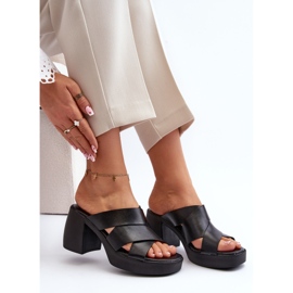 Zazoo 40373 Chanclas de Piel con Bloque, Negro 2