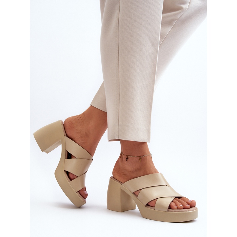Zazoo 40373 Chanclas de Piel con Bloque Beige 1