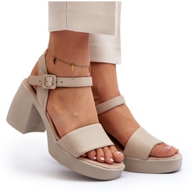 Zazoo 40386 Sandalias de Tacón Mujer Piel, Beige 10
