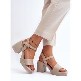 Zazoo 40386 Sandalias de Tacón Mujer Piel, Beige 4