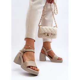 Zazoo 40386 Sandalias de Tacón Mujer Piel, Beige 5