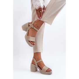 Zazoo 40386 Sandalias de Tacón Mujer Piel, Beige 6