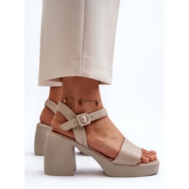 Zazoo 40386 Sandalias de Tacón Mujer Piel, Beige 8