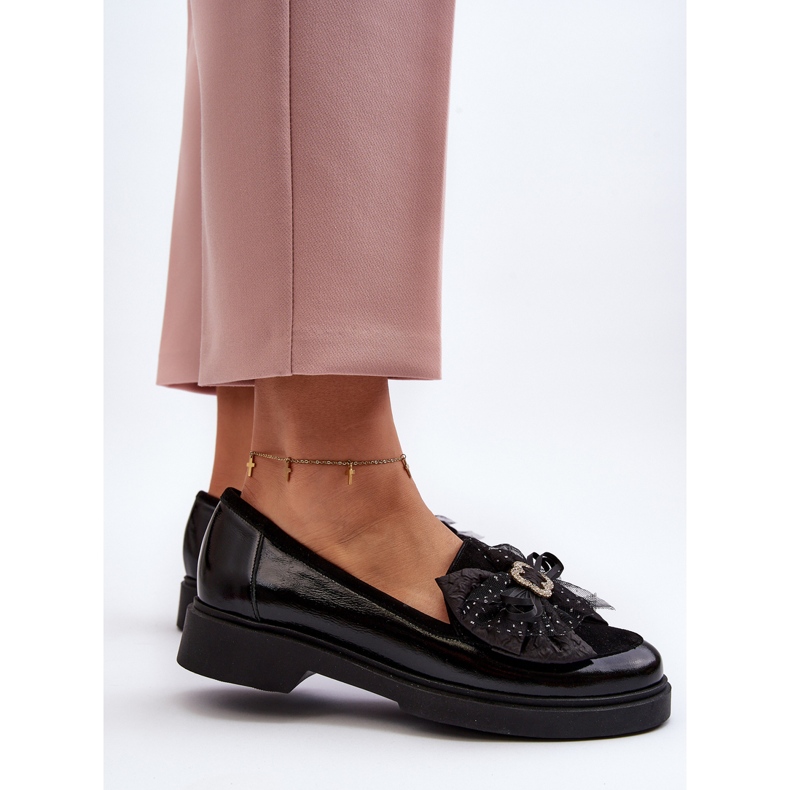 Mocasines Mujer Charol Con Lazo Laura Messi 2786 Negro 1
